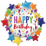 Satin Happy Birthday Star 30″ Balloon