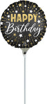 Black Gold Silver Happy Birthday 9" Air-fill Balloon (requires heat sealing)
