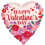 Happy Valentine's Day Satin Floral Chintz 18″ Balloon