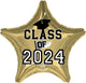 Class of 2024 White Gold Star 18″ Balloon