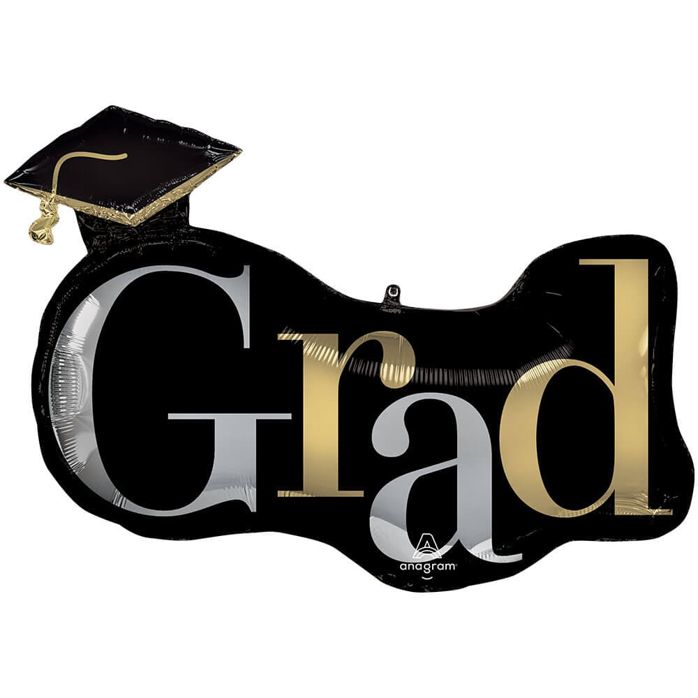 Grad Caps Silver & Gold 33″ Balloon – instaballoons Wholesale