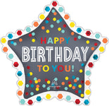 Satin Confetti Burst Birthday 34" Balloon