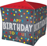 Satin Confetti Burst Birthday Cubez 15" Balloon