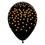 Gold Confetti - Black 11" Latex Balloons
