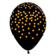 Gold Confetti - Black 11" Latex Balloons