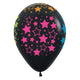 Neon Bold Stars - Deluxe Black 11" Latex Balloons