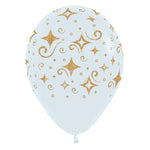 Golden Diamonds - Fashion White 11" Latex Balloons