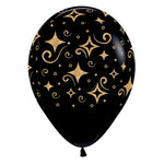Golden Diamonds - Deluxe Black 11" Latex Balloons