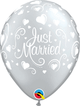 Just Married Hearts 11″ Latex Balloons (6 count)