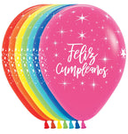Feliz Cumpleaños Radiant Assortment 11" Latex Balloons (50 count)