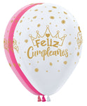 Feliz Cumpleaños Crowns Assortment 11" Latex Balloons (50 count)
