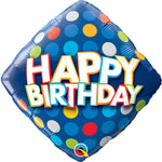 Birthday Blue/Colorful Dots 18" Balloon