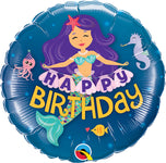 Happy Birthday Mermaid 9" Air-fill Balloon (requires heat sealing)