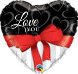 Love You Red Ribbon 9" Air-fill Balloon (requires heat sealing)