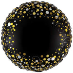 Sparkling Fizz Black Gold No Message Holographic 18" Foil Balloon