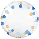 Blue Gold Confetti No Message Metallic 18" Foil Balloon