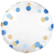 Blue Gold Confetti No Message Metallic 18" Foil Balloon