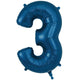 Number 3 - Oaktree - Metallic Navy Blue 34" Foil Balloon