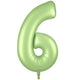 Number 6 - Oaktree - Satin Pastel Pistachio 34" Foil Balloon