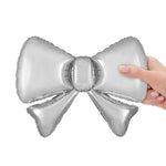 Silver Metallic Bow (5Pk) 13" Foil Balloon
