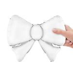 White Metallic Bow (5Pk) 13" Foil Balloon