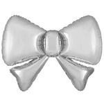 Bow Metallic Silver 34" Foil Balloon