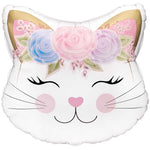 Floral Kitten Holographic 22" Foil Balloon