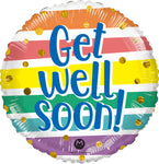 Get Well Pastel Rainbow Stripes 17" Balloon