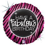 Fabulous Zebra Birthday Holographic 36" Balloon
