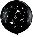 Sparkles And Swirls - Black 30″ Latex Balloons (2 count)