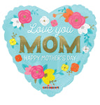 Image of  Foil Conver USA 18″ Love You Mom Flowers Balloon-Pk from Conver USA
