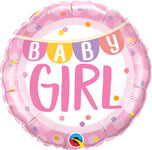 Baby Girl Banner & Dots 18" Balloon