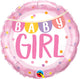 Baby Girl Banner & Dots 18" Balloon