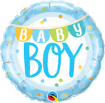 Baby Boy Banner & Dots 18" Balloon