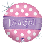 Spots Dots Baby Girl Holographic 18" Balloon