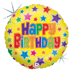 Bold Stars Birthday Holographic 18" Balloon