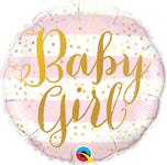 Baby Girl Pink Stripe 9" Air-fill Balloon (requires heat sealing)