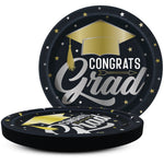 Star & Caps Graduation Ensemble Round Dinner Plates (8 Pk) 9"