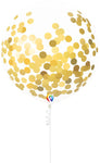 Gold Confetti with ribbon 17″ Latex Balloons (3 count)