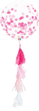 Pink Confetti with tassel 17″ Latex Balloon