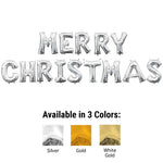 Merry Christmas - Anagram Letters Kit (air-fill Only) White Gold 16″ Balloons