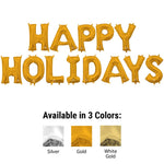 Happy Holidays - Anagram Letters Kit (air-fill Only) White Gold 16″ Balloons