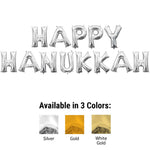 Happy Hanukkah - Anagram Letters Kit (air-fill Only) White Gold 16″ Balloons