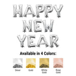 Happy New Year - Anagram Letters Kit (air-fill Only) White Gold 16″ Balloons