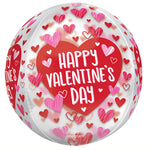 Happy Valentine's Day Sketched Impressions Hearts Orbz 16″ Balloon