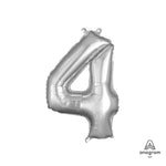 Silver Number 4 16" Balloon