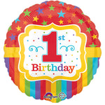 Rainbow 1st Birthday 17″ Balloon