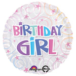 Birthday Girl Swirls 18″ Balloon