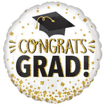 Congrats Grad Gold Glitter 18″ Balloon