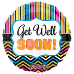 Get Well Stripe And Chevron 18″ Balloon